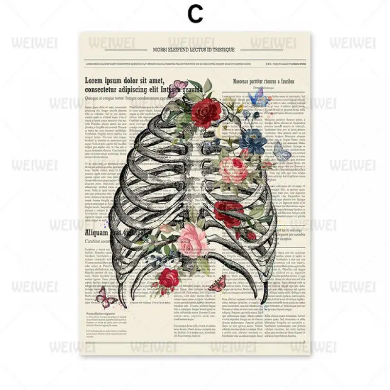 

Gray Character Body Part Poster Home Biology Class Hospital Wall Decoration Canvas Painting Still Life Pattern Frameless Style