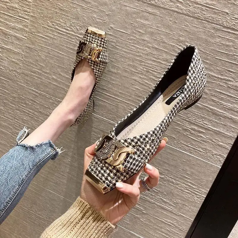 

Women Fashion Sweet High Quality Round Toe Black Spring Slip on Flat Shoes for Party Lady Casual Comfort Spring Shoes G9263