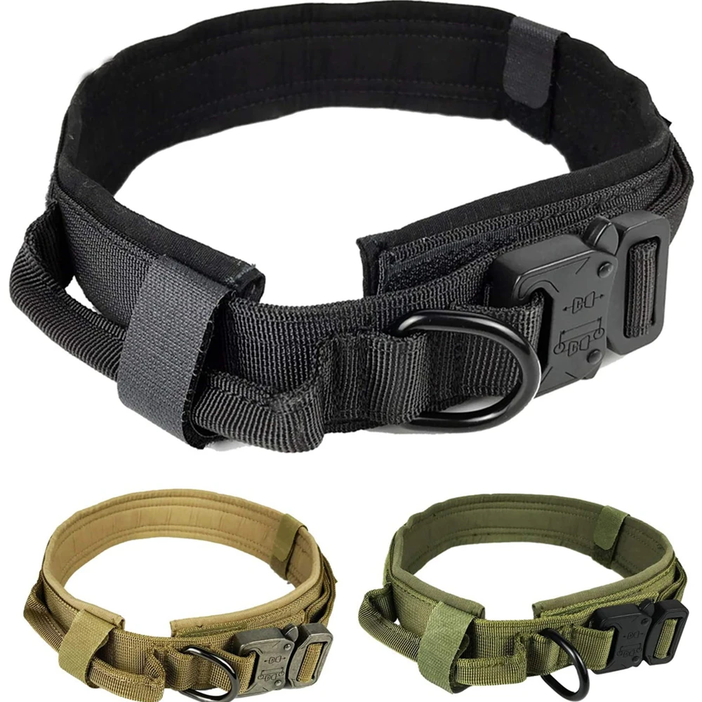 

Tactical Dog Collar Adjustable Military Pet Collars Special Control Handle Quick Release for Medium Large Dogs Training Supplies