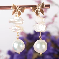 15 20mm natural white baroque pearl earring 18k ear drop classic cultured party accessories fashion dangle women