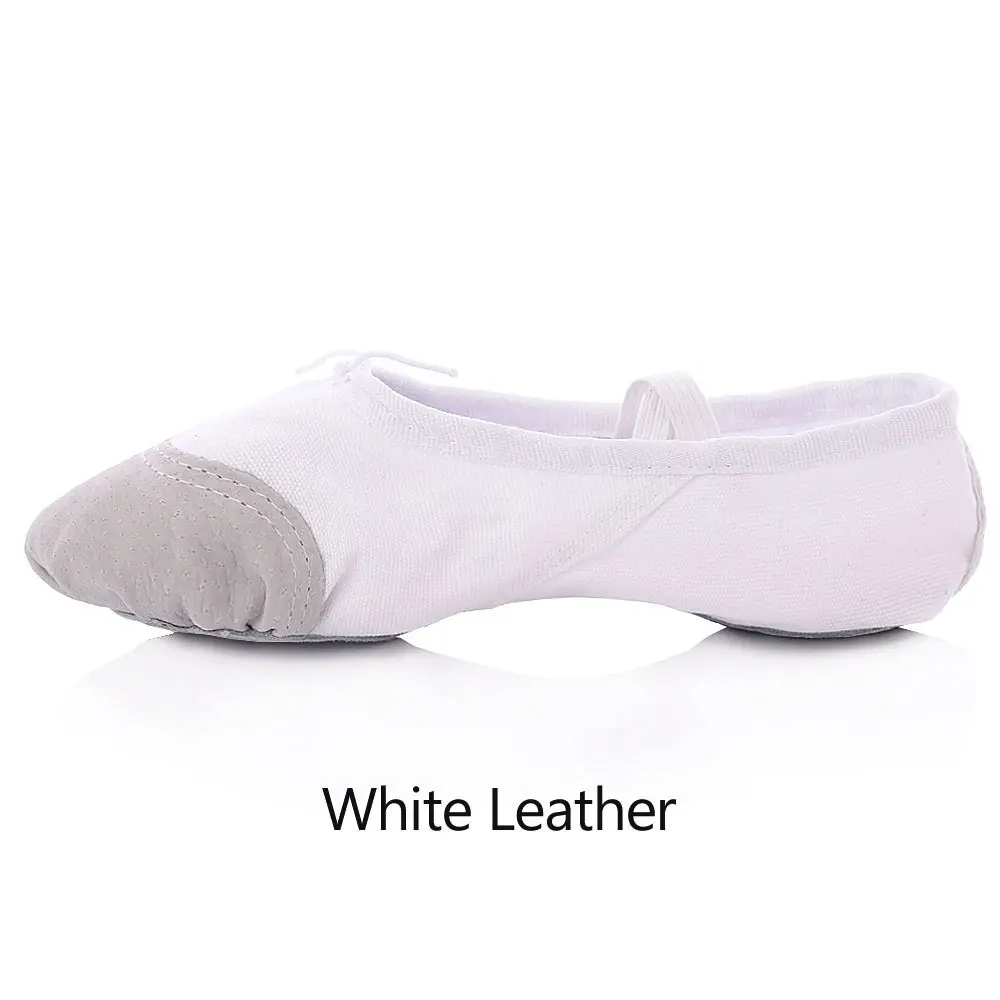 White Leather Детские Балетные танцевальные туфли; женские парусиновые тапочки для занятий йогой; женские танцевальные туфли для спортзала; Детские Балетные кроссовки; Разноцветные; - Цвет: White Leather