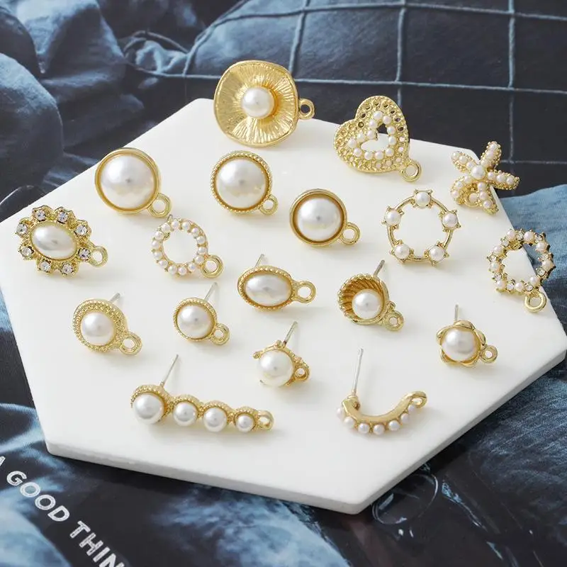 

10pcs/Lot Alloy Golden Pearl Vintage Earings Base Earrings Connector Charms For DIY Earrings Jewelry Making Accessories