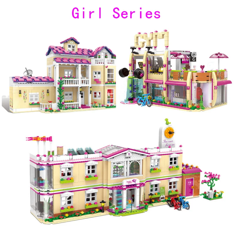

Friends For Girls Sets City School House Architecture Gym Model Building Blocks MOC Bricks Toys for Kids Xmas Gifts