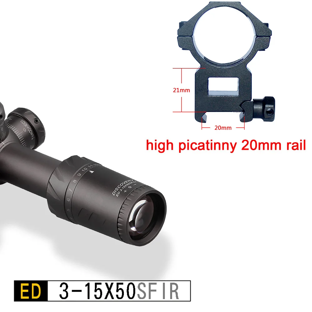 Обнаружение ED 3-15x50 SFIR тактическая оптика охотничий Riflescope чрезвычайно низкий хроматический дисперсионный первая фокальная плоскость винтовка Сфера - Цвет: high picatinny 20mm