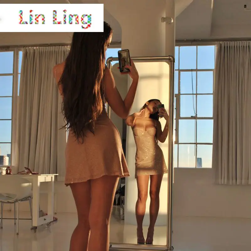 

Glitter Light Diamond Splicing Sling Dress Women's European and American Ins Fashion Fil-Lumiere Slim-Fit Slimming Skirt