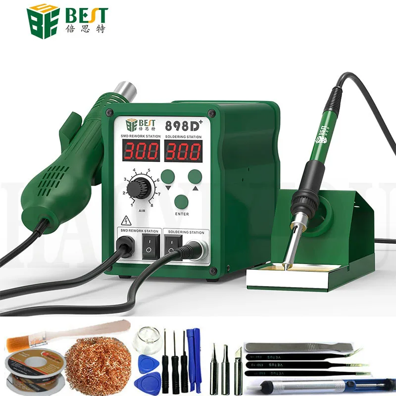 Цифровая паяльная станция BST 898D + 2 в 1 с тепловым феном сварочный паяльник для