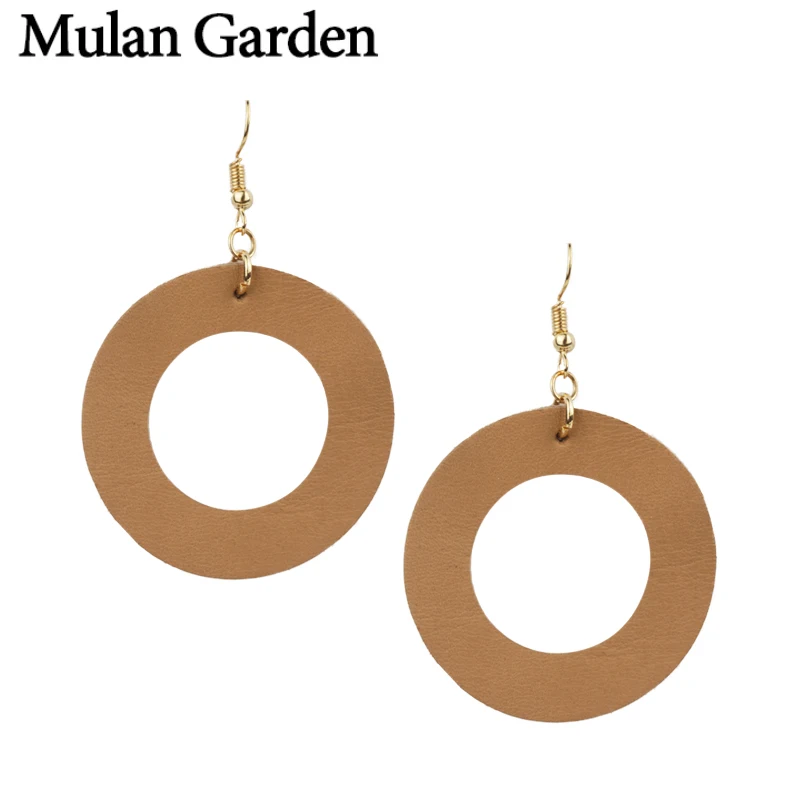 Женские круглые серьги M &amp G из натуральной кожи Простые Модные массивные