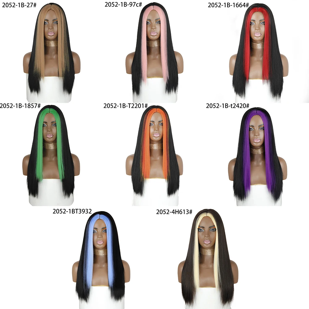 

AZQUEEN 26 Inch Synthetic Long Straight Wigs For Women Both Sides Pink Hair Many Colours Cosplay Wig