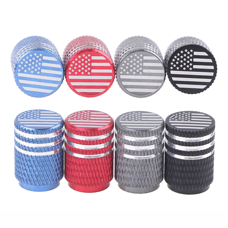 

4pcs Car Wheel Tire Valve Stem Air Caps Cover American flag Style Tyre Valve