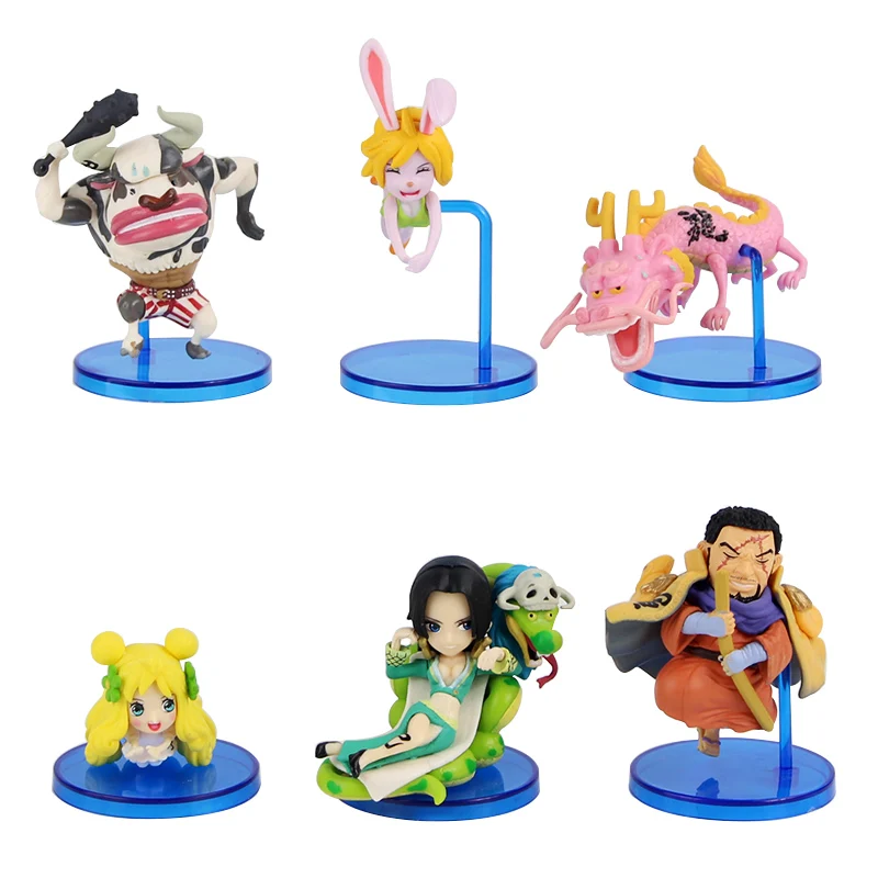 6 шт./лот Аниме One Piece Mini Animal Dolls Boa Hancock Issho Momosuke морковка ПВХ экшн фигурки