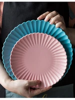creative ceramic petal plate 10 inch ceramic western style steak plate household vertical pattern salad dessert plate tableware