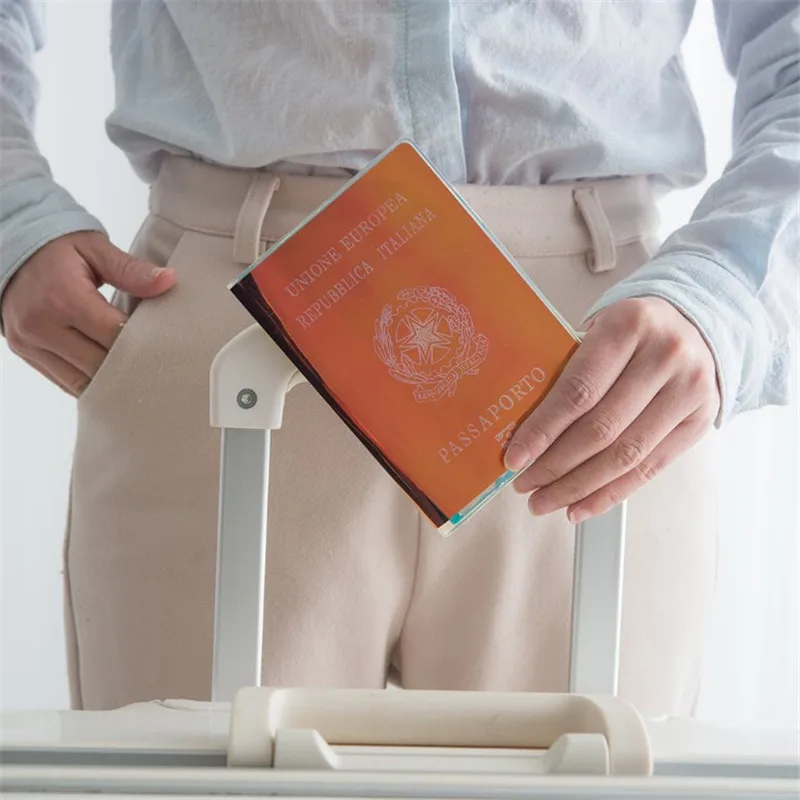 Модная лазерная обложка для паспорта мужчин и женщин чехол из пвх удостоверения