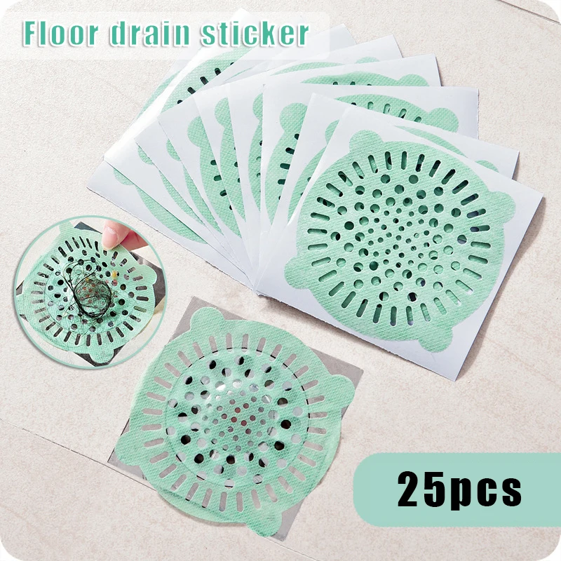 

25pcs Disposable Bathroom Sewer Outfall Sink Drain Hair Strainer Stopper Filter Sticker Kitchen Supplies Anti-blocking Strainer