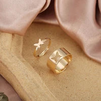 hot sale butterfly rings for women men gold silver color lover couple butterfly ring set opening engagement wedding jewelry