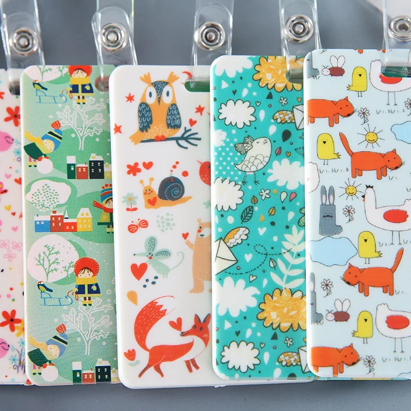

Cartoon Floral Animal Print Lanyard Retractable Badge Card Holder Nurse Doctor Exhibition Pull Key ID Name Card Badge Holder