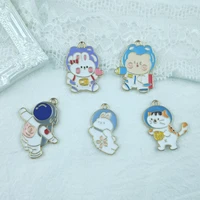 10pcs cartoon enamel bear bunny astronaut charms for jewelry making alloy charms fit necklaces drop earrings pendants diy craft