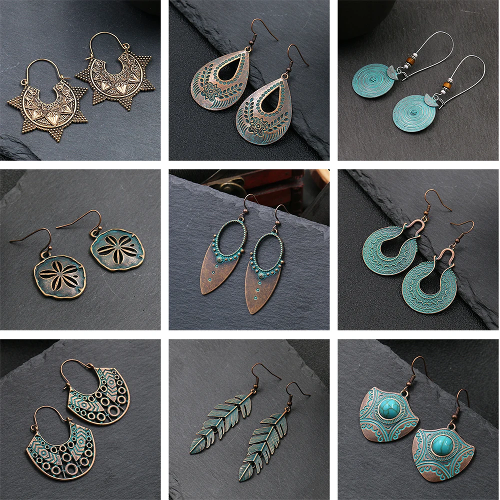 Женские серьги подвески 9 пар/компл. богемные Винтажные висячие из сплава в