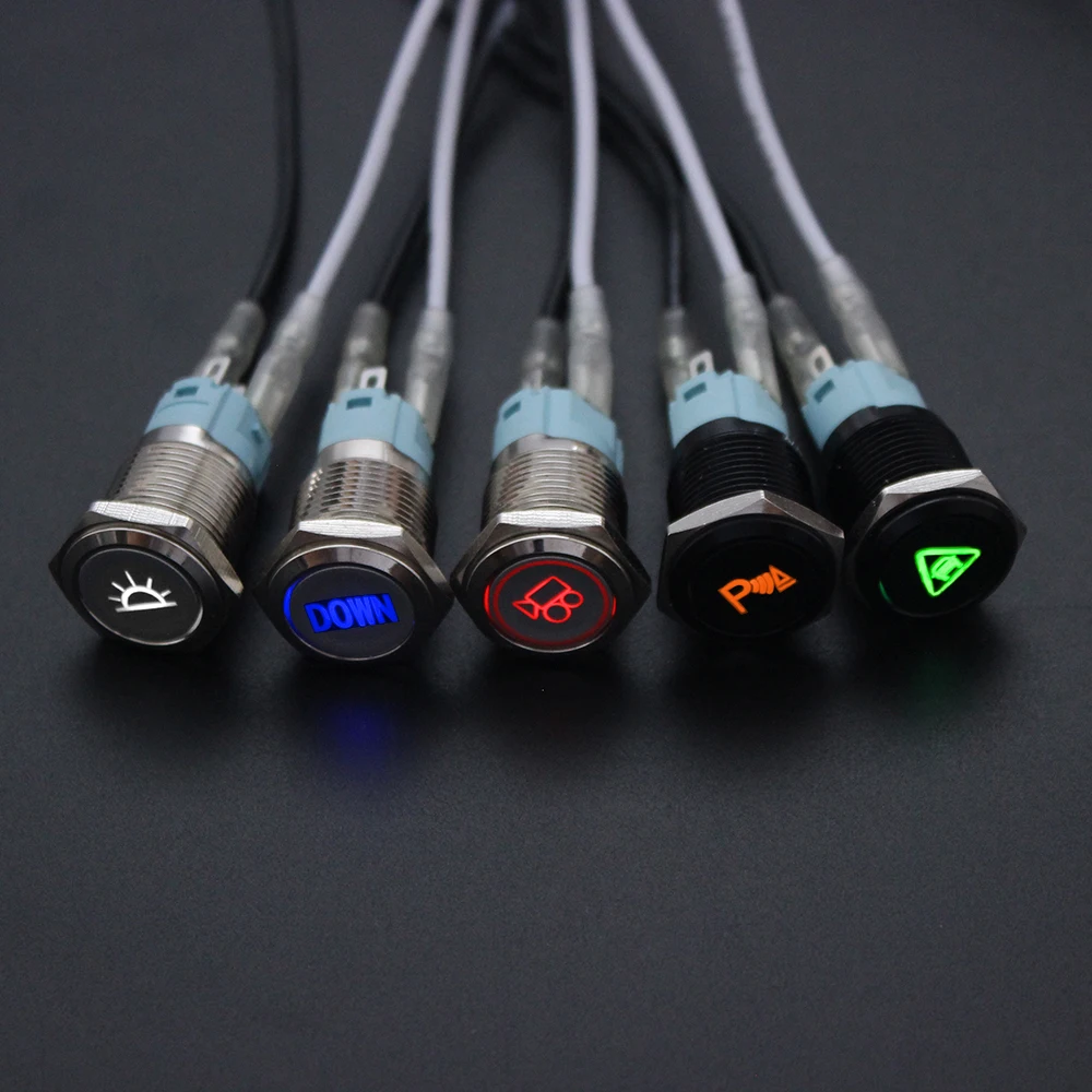 16 мм металлический латунный родиевое покрытие/алюминий кнопочный переключатель