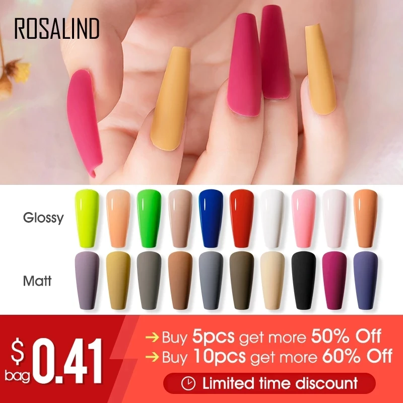 

ROSALIND Fake Nails 20 Color 10Pcs/Bag False Nails No glue Professional American French Nail Tips Press on Nails Accesorios