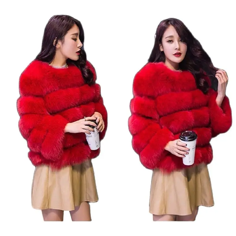 Vintage fluffy Faux Fur Coat Donna Breve Pelliccia Finta Tuta Sportiva Di inverno Cappotto Rosa 2021 Fashionable Winte | Женская одежда