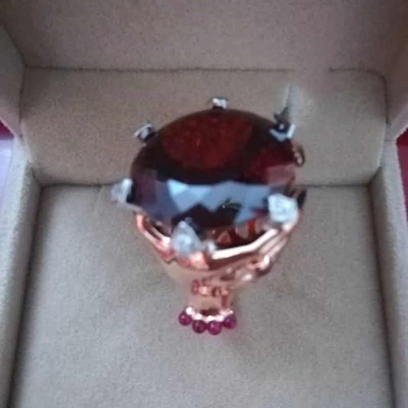 Qi Xuan_Fashion Jewelry_Big темно-красный камень роскошный гнев Rings_S925 Стерлинговое Серебро твердые руки палец rings_завод прямые продажи