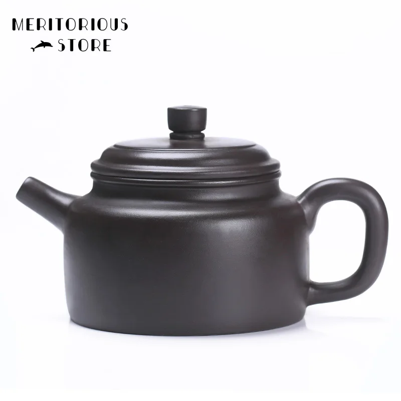 

Chinese Yixing Purple Clay Teapot Handmade Pot Ore Black Mud Tea Pot Zisha Kettle Suit Tie Guanyin Puer Household Teaware 250ml