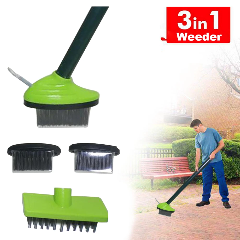 

3 In 1 Outdoor Yard Weed Brush Set Patio With Exchangable Heads Grass Trimmer Gardening Tools Pathway Portable Handheld Sidewalk