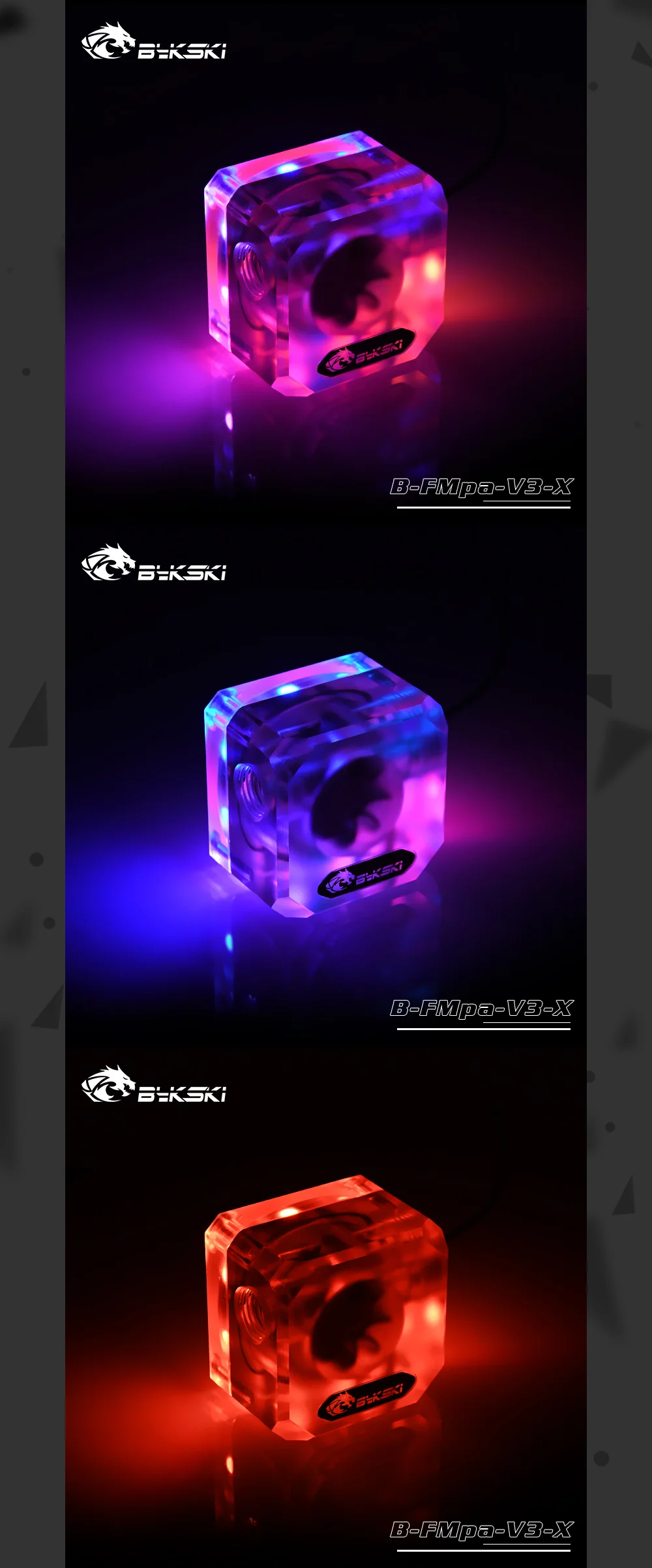 Bykski B-FMpa-V3-X Матовый акриловый поток воды G1/4 RBW(5 v) RGB(12 v) система освещения водяного охлаждения