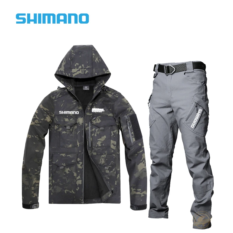 

Мужской костюм для рыбалки на осень и зиму, одежда для рыбалки SHIMANO, спортивная куртка с капюшоном для походов и рыбалки, спортивная одежда д...