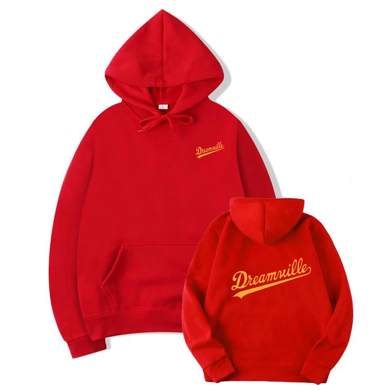 2019 толстовки для новосов Homens в стиле хип хоп DREAMVILLE J Cole Logotipo Com Capuz Carta Presa Inverno do Velo