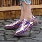 Женские блестящие туфли FLARUT для скейтборда, женские удобные кроссовки на шнуровке на плоской подошве, красочные женские классические слипоны на плоской подошве