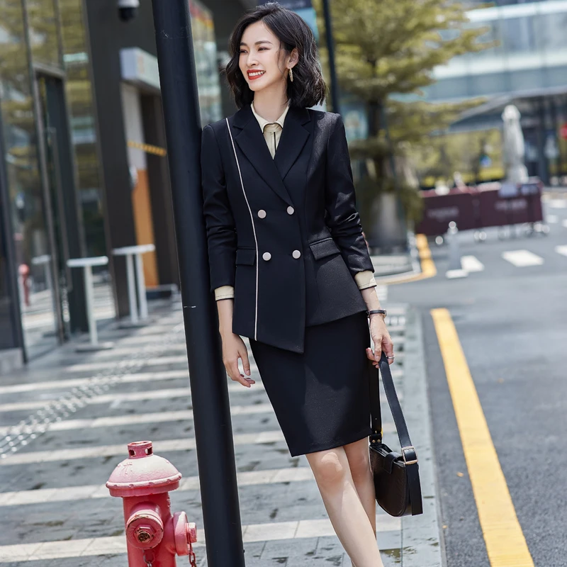 

Double Breasted Green Skirt Suit Autumn Women 2021 Korean Fashion Casual Blazer Oversize Mini Skirt Office Elegant Skirt Suit