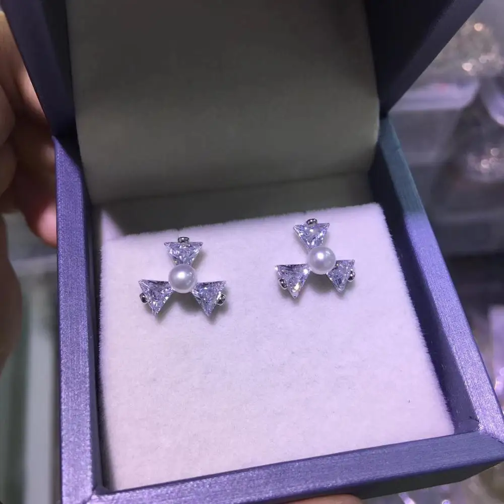 

YIKALAISI 925 Sterling Silver Jewelry Pearl Earrings 2019 Fine Natural Pearl jewelry 3-4mm stud Earrings For Women wholesale