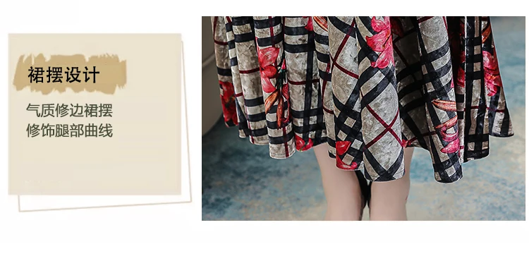 Vintage Floral Velvet Maxi Dresses Autumn Winter 3XL Plus Size Long Sleeve Midi Dress Elegant Women Bodycon Party Vestidos