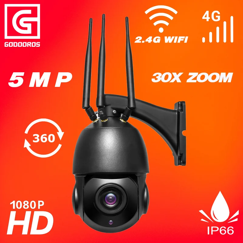 GODOOROS GSM FDD 4G камера 1080P HD 30X с оптическим зумом домашняя Wi Fi IP 80 м ИК ночное видение
