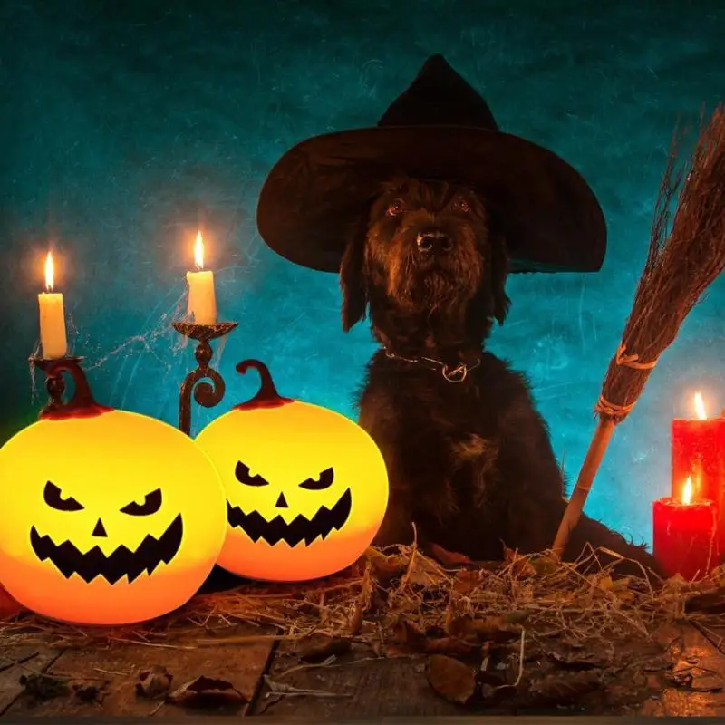 Offerte 2021NEWCreative Lanterna Di Zucca Halloween Pat Decorazione Notturna Atmosfera Domestica Luce Lampada Da Tavolo A LED Colorata Con Telecomando
