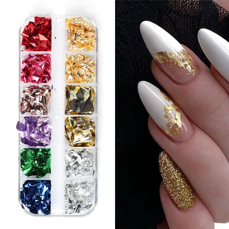 Лак для ногтей Фольга Стикеры сусальное золото с символом Алюминий блестящие