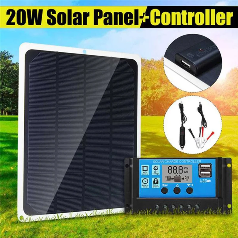 

20W Solar Cells Charger 5V 0.6A USB Output Devices Portable Panels for Smartphones with Solar Charge Controller