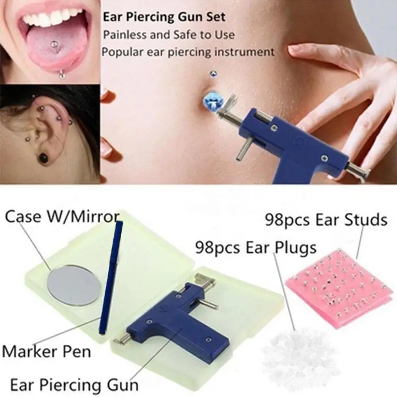 

Stainless Steel 98 Pairs Beauty Power Tool Convenient Marker Pen Female Ear-Breaking Pistol Professional Creative Case