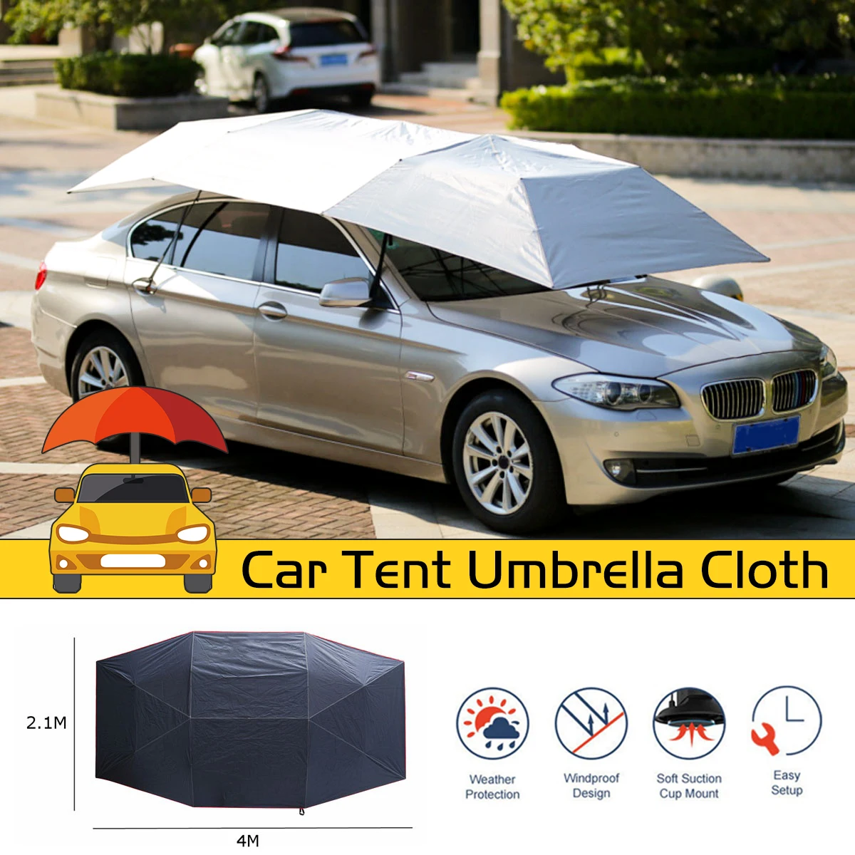 Waterproof Anti UV Full Automatic Outdoor Car Vehicle Tent Umbrella Sunshade Roof Cover Sun Shade Cloth Replaceable | Автомобили и