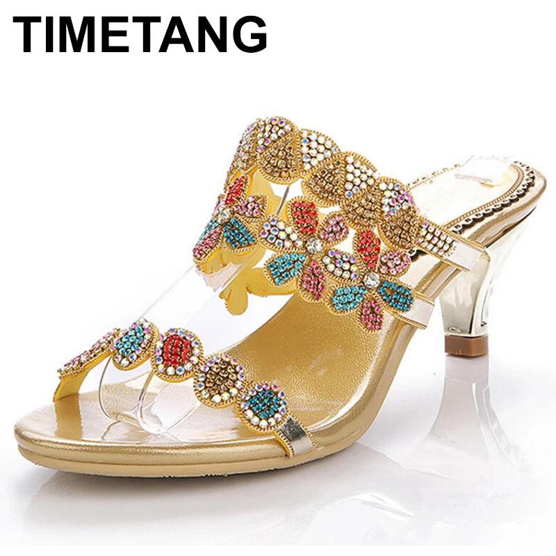 

TIMETANG Бесплатная доставка ярких цветов Женская Украшенные цветком из страз, Вечерние босоножки женские туфли-лодочки, большой Размеры с букетом на свадьбе; Модные свадебные туфли; Женские туфли-лодочки