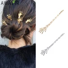Женская шпилька для волос AWAYTR, металлическая заколка-пряжка с ладонью, аксессуар для прически конский хвост