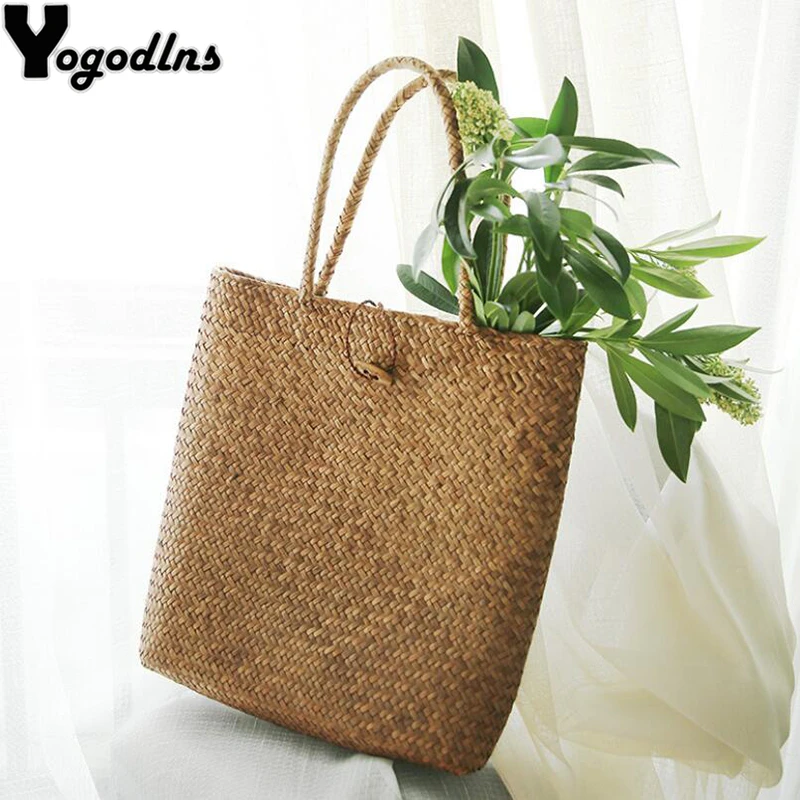 Летние повседневные женские соломенные сумки для покупок плетеная корзина