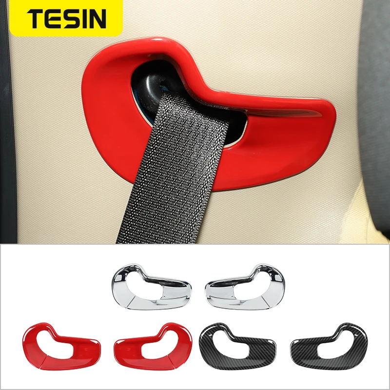 

TESIN ABS Car Rear Seat Belt Buckle Decoration Cover Stickers for Dodge Ram 2018 2019 2020 2021 Interior Parts Car Accessories