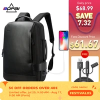 bopai mens backpack 15 6 inch laptop bagpack black expandable mochila for man usb charging male travel nylon rucksacks
