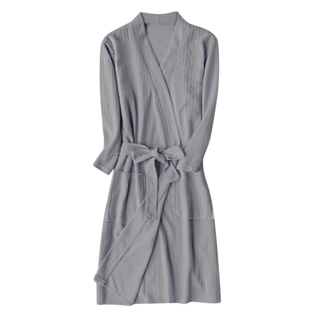 

Women Summer bathrobe robe femme women nightwear Breathable Solid Color Bathrobe Splicing Home Clothes Robe Coat #G3