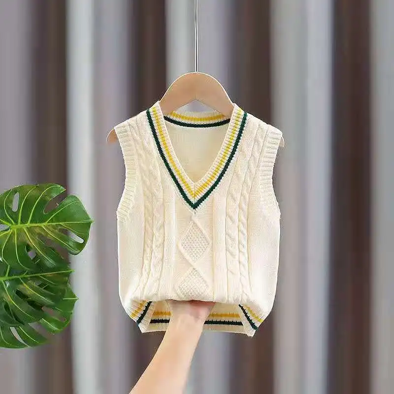 

Детский вязаный жилет на весну и осень Новый маленький свитер жилет из чистого хлопка ветрозащитный кардиган с V-образным вырезом Детский ж...