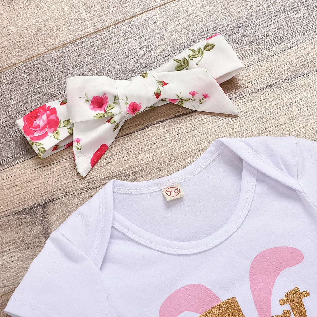 Комплекты одежды для новорожденных девочек из 3 предметов боди с надписью I Easter