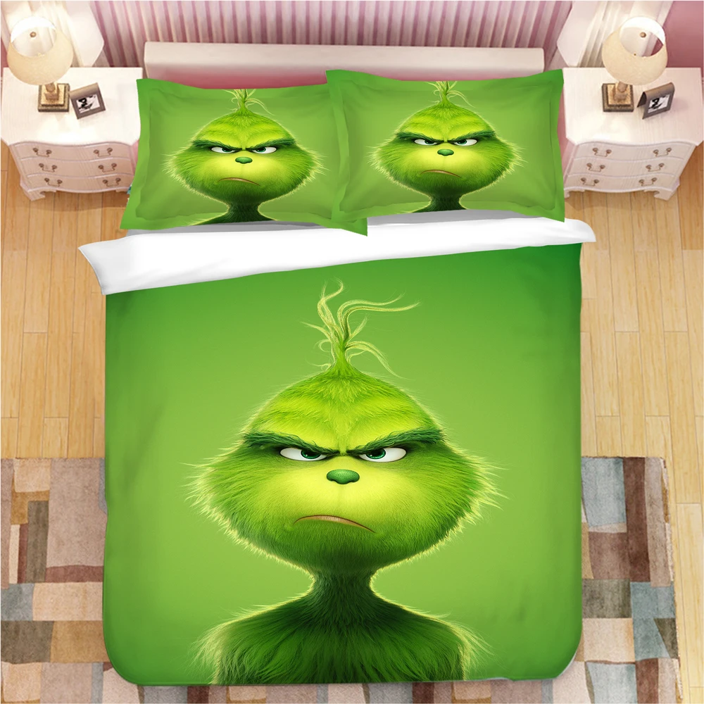 Рождественский Комплект постельного белья Grinch с 3D рисунком пододеяльники