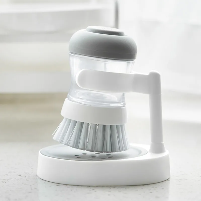

Home Brush Pot Useful Product Hydraulic Dish Brush Kitchen Liquid Storage Cleaning Brush Cleaning Ball Pot Dish Bowl Brush Gray